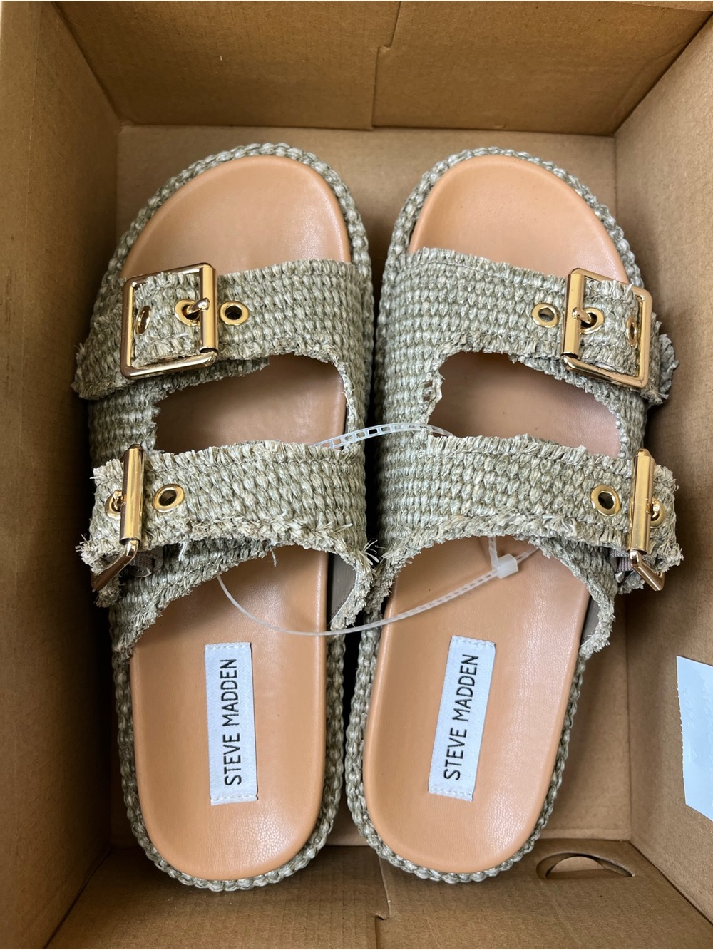 NEW Steve Madden Karrigan Double Buckle Slide Sandal in Olive